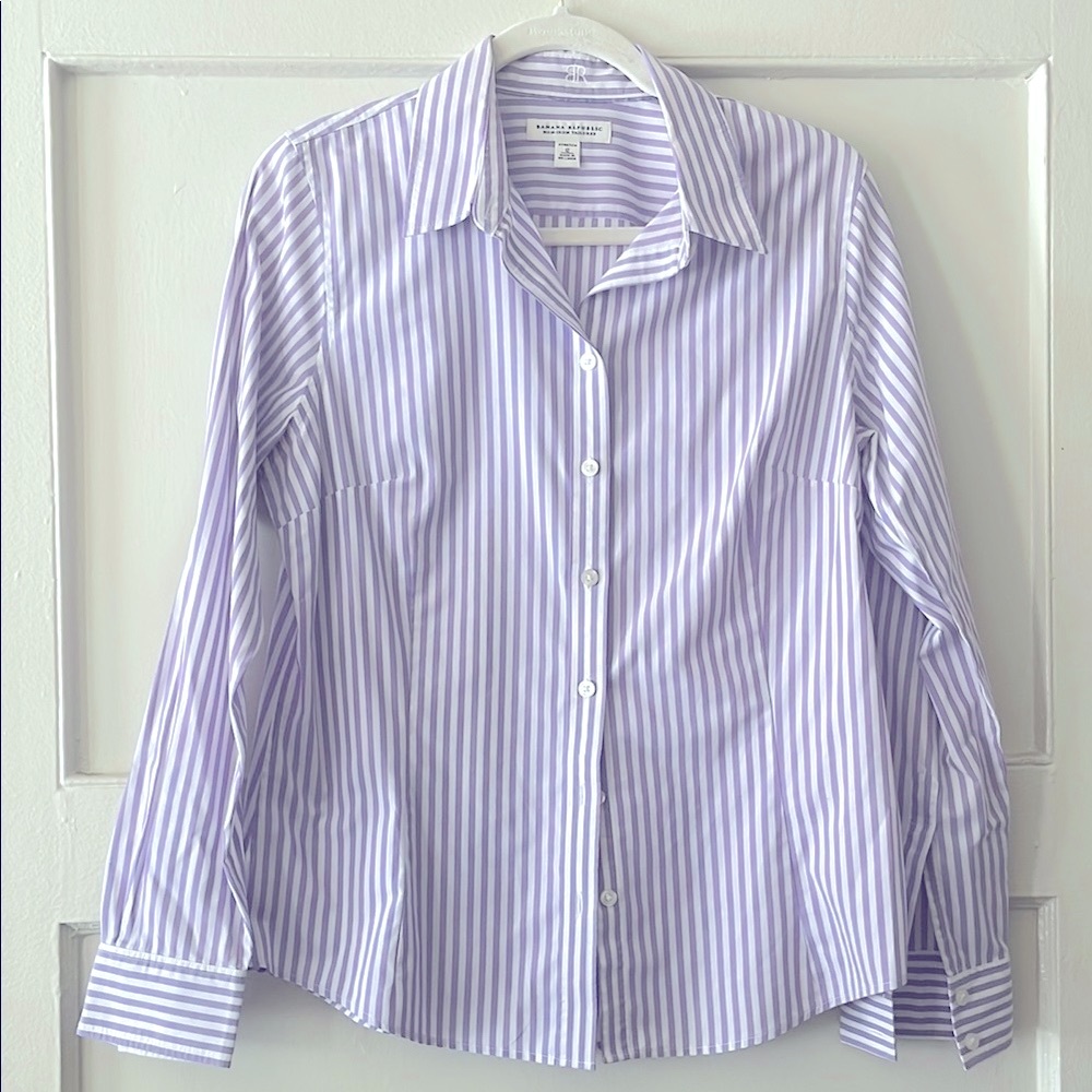 Banana Republic Purple Striped Button-Up Cotton Shirt